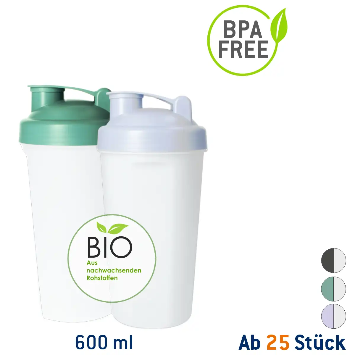 Shaker Protein Bio Deckelfarbe: Minze Druck: ohne Druck